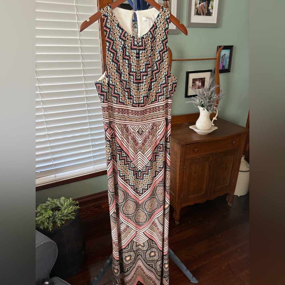 London Times Multicolor Geometric Maxi Dress